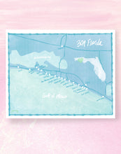 Load image into Gallery viewer, 30A Map Illustration in Blue