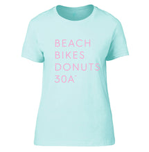 Load image into Gallery viewer, Ladies Mint & Pink "Beach Bikes Donuts 30A™" Tee