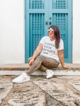 Load image into Gallery viewer, Ladies White & Black "Coffee Rosé Sunsets 30A™" Tee