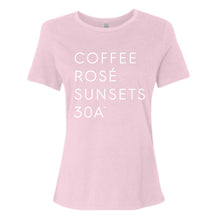 Load image into Gallery viewer, Ladies Pink "Coffee Rosé Sunsets 30A™" Tee