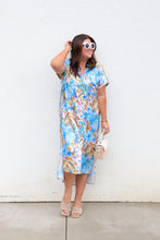 Load image into Gallery viewer, Blue Painted Palms Dress