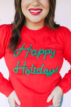 Load image into Gallery viewer, PRE-SEASON LAUNCH Happy Holidays Sweater in Red