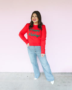 PRE-SEASON LAUNCH Happy Holidays Sweater in Red