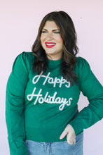 Load image into Gallery viewer, PRE-SEASON LAUNCH Happy Holidays Sweater in Green