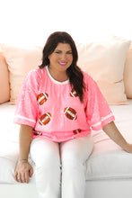 Load image into Gallery viewer, Pink Sequin Football Top