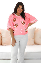 Load image into Gallery viewer, Pink Sequin Football Top