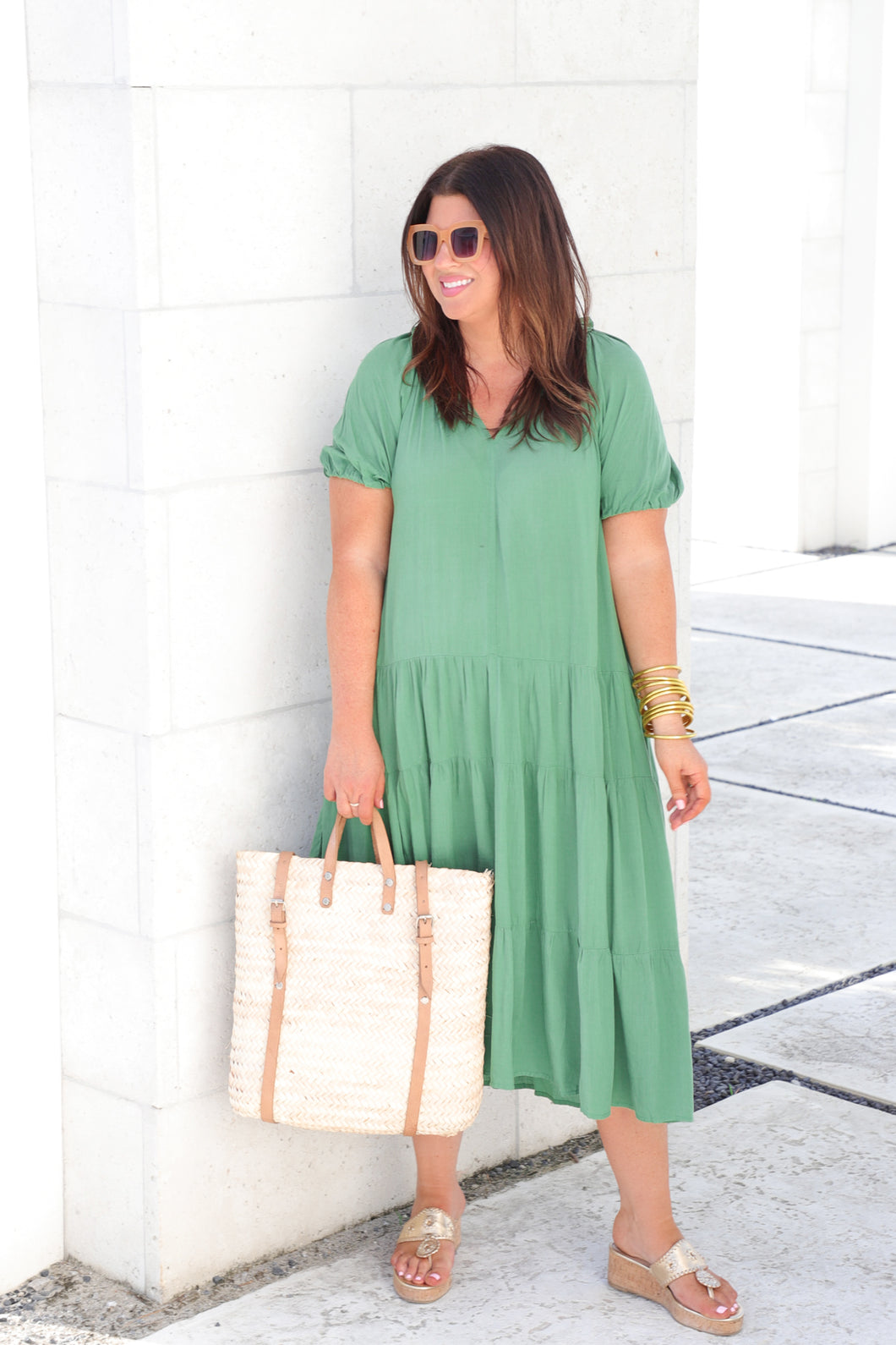 Bungalow Maxi Dress in Jungle Green