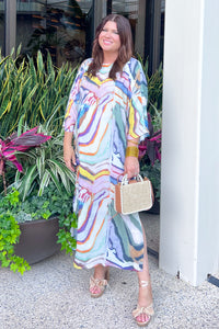 Kaia Colorful Tiger Stripe Caftan