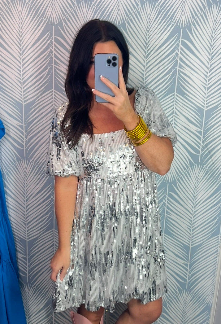 Silver Sequin Dress