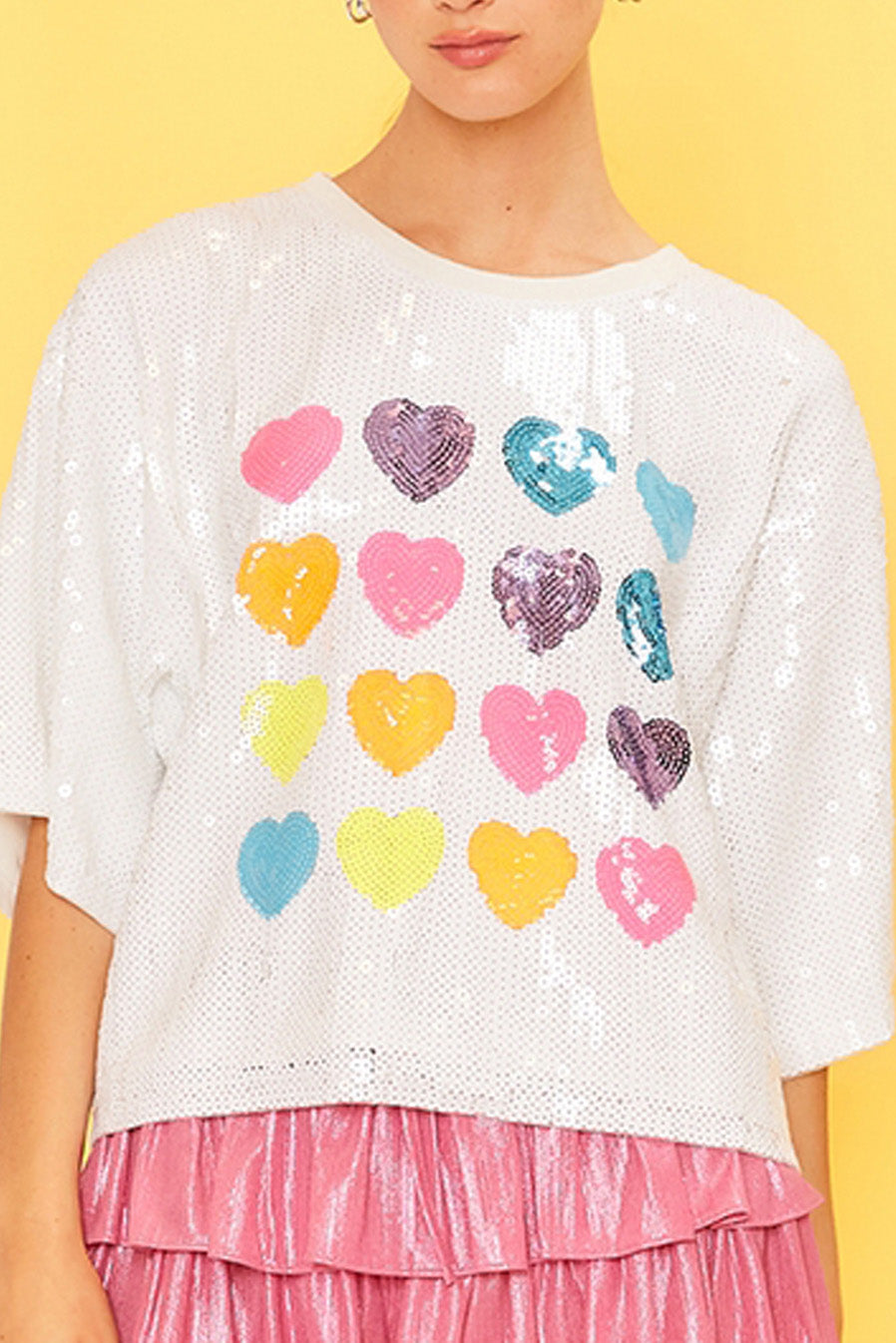 Candy Hearts Sequin Top