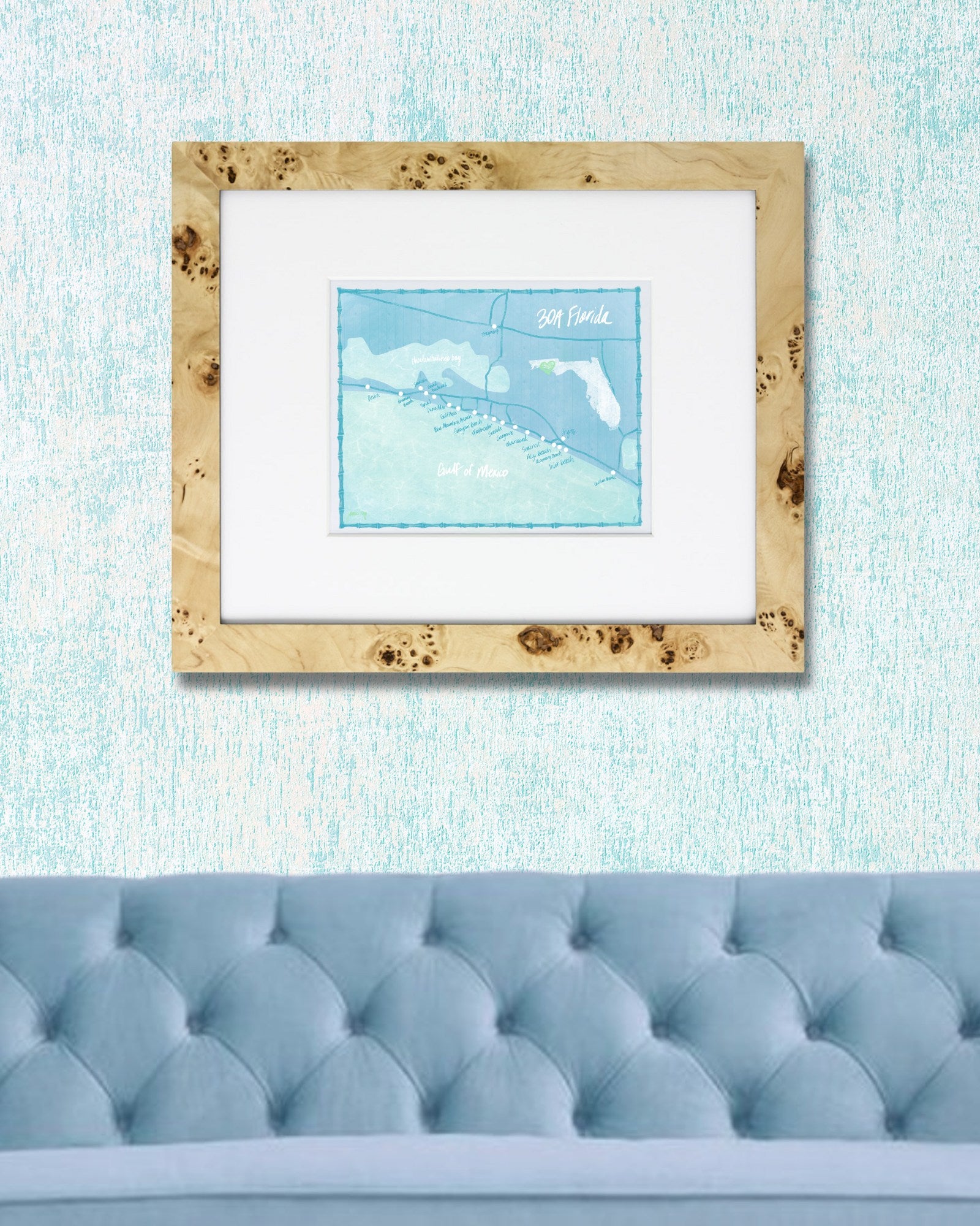 30A Map Illustration in Blue – 30A Mama