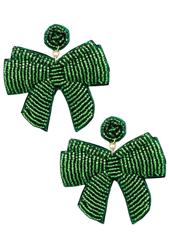 Green Bow Earrings