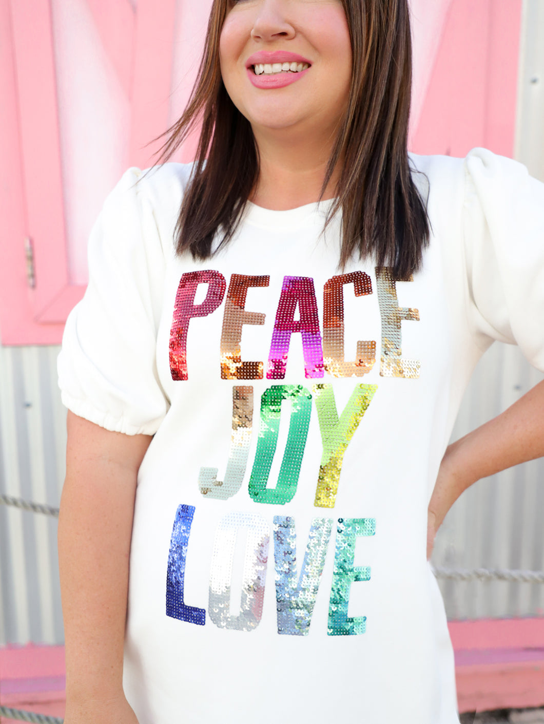 Peace Joy Love Sequin Dress