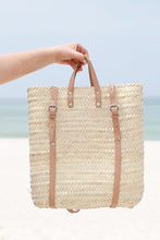 Load image into Gallery viewer, Tall Straw Backpack Beach Bag
