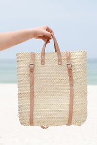 Tall Straw Backpack Beach Bag