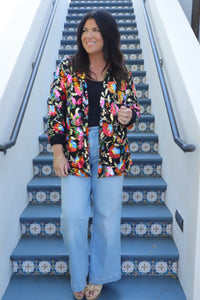 Black Floral Sequin Blazer