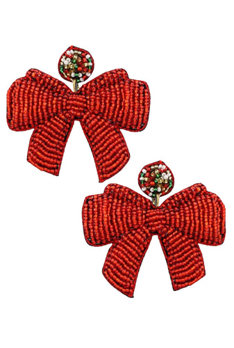 Red Bow Earrings