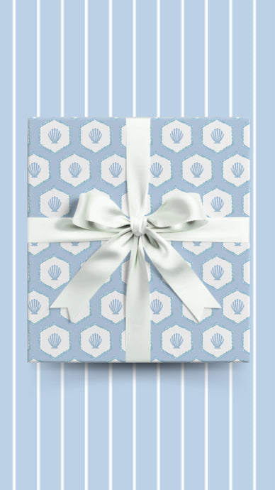 Wrapping Paper Sheets - Salty Shell in Blue