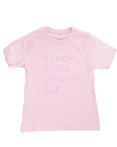 Kids Pink & Lilac "Beach Bikes Donuts 30A™" Tee