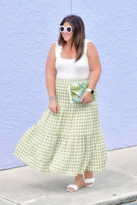 Olive Juice Gingham Skirt