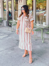 Load image into Gallery viewer, Saylor Stripe Dress Tan
