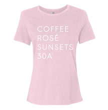 Load image into Gallery viewer, Ladies Pink &quot;Coffee Rosé Sunsets 30A™&quot; Tee