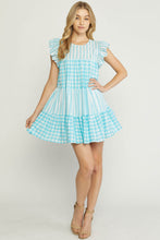 Load image into Gallery viewer, Summer Daze Gingham Dress Aqua FINAL SALE