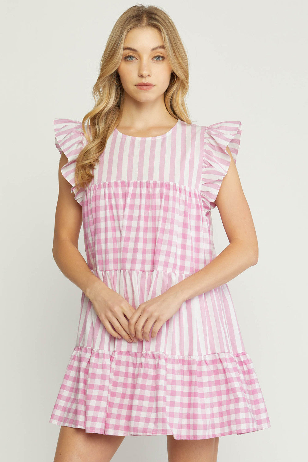 GINGHAM DRESS - Pink